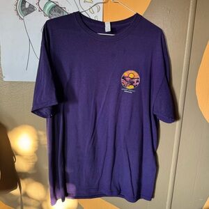 Gildan Purple T-Shirt with Sunset Graphic